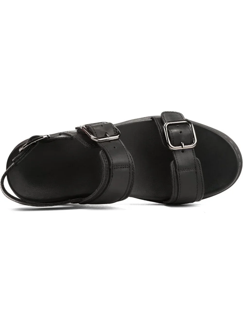 Women's Black Adjustable Double Strap Cute Chunky Footbed Platform Sandal Shoes